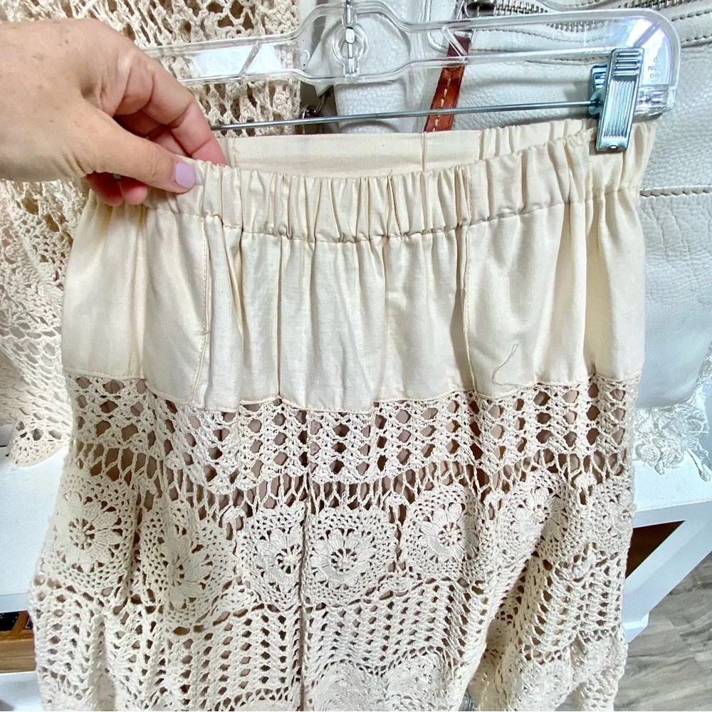 Artisan Crochet set boho lace set skirt/cardi shabby chic prairie Country vibel - Picture 13 of 16